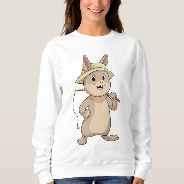 Kanin som Fisher med fiskstam T Shirt (Framsida)