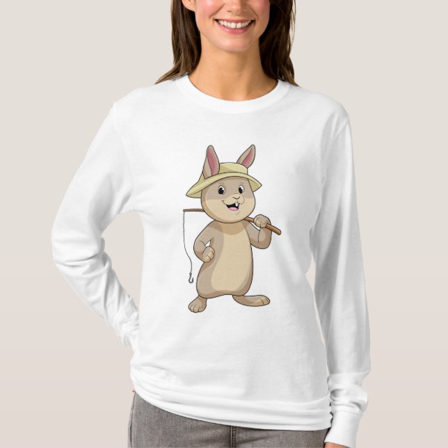 Kanin som Fisher med fiskstam T Shirt (Framsida)