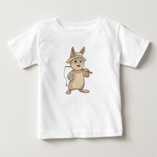 Kanin som Fisher med fiskstam T Shirt (Framsida)