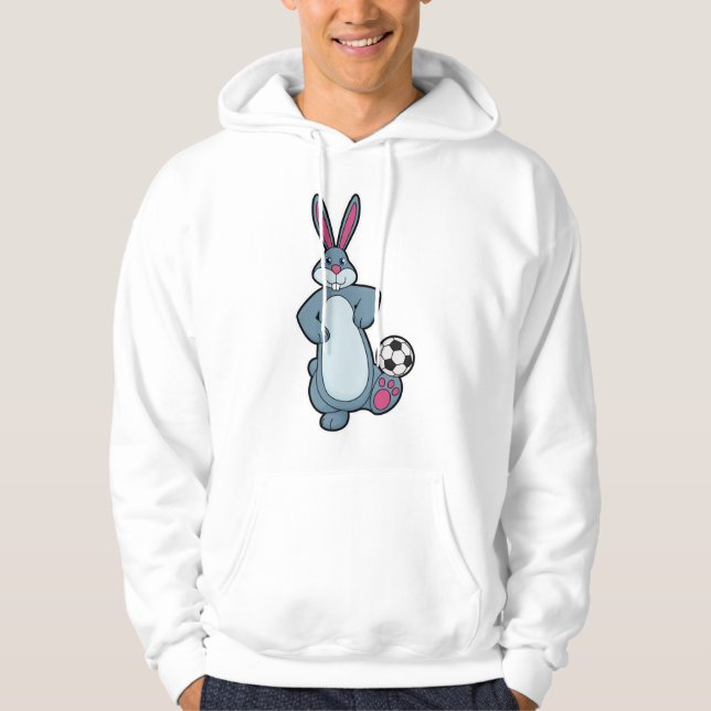 Kanin som fotbollsspelare med fotboll hoodie (Framsida)