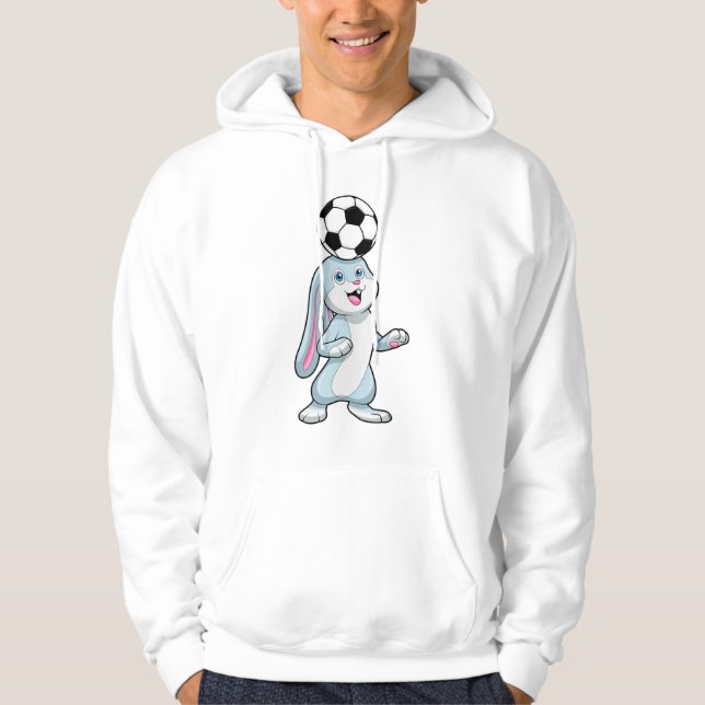 Kanin som fotbollsspelare med fotboll hoodie (Framsida)