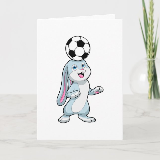 Kanin som fotbollsspelare med fotboll kort (Framsida)