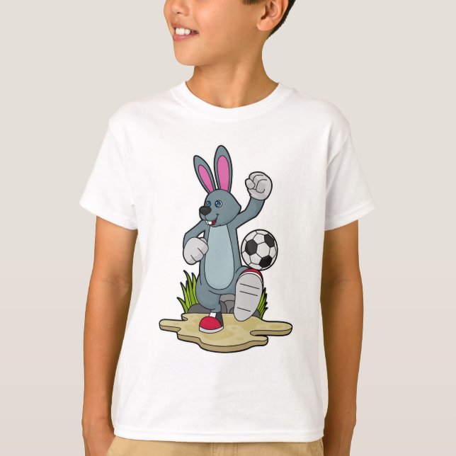 Kanin som fotbollsspelare med fotboll t shirt (Framsida)