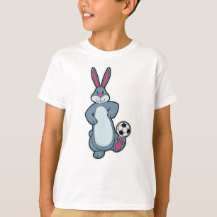 Kanin som fotbollsspelare med fotboll t shirt