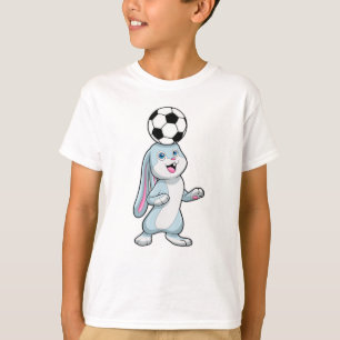 Kanin som fotbollsspelare med fotboll t shirt