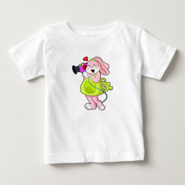 Kanin som frisör med hårtork t shirt (Framsida)