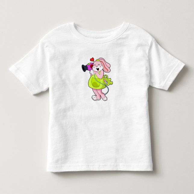 Kanin som frisör med hårtork t shirt (Framsida)