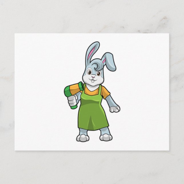 Kanin som frisör med hårtork vykort (Framsida)