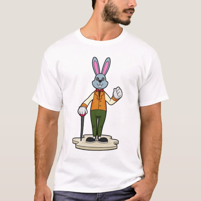 Kanin som gentleman med Käpp T Shirt (Framsida)