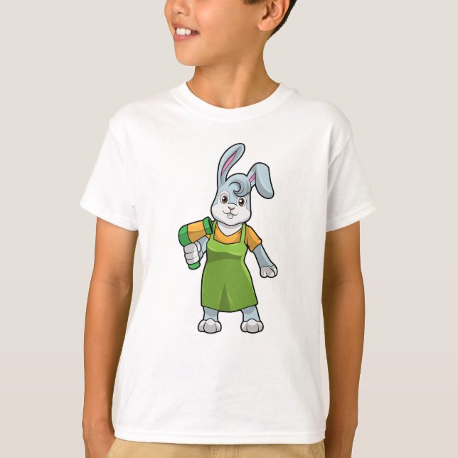 Kanin som Hairdresser med Hairdryer T Shirt (Framsida)