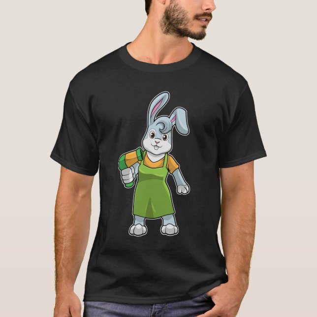 Kanin som Hairdresser med Hairdryer T Shirt (Framsida)