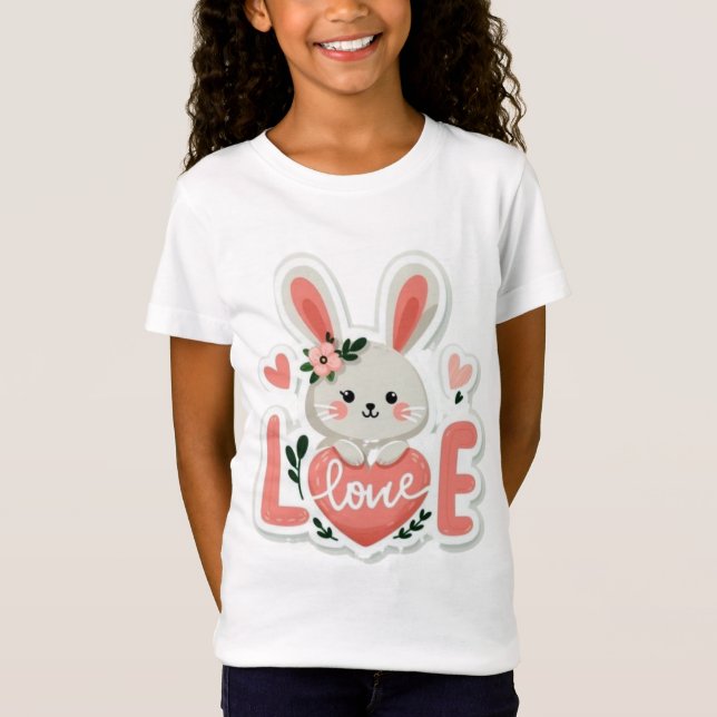 Kanin som håller hjärta t shirt (Framsida)