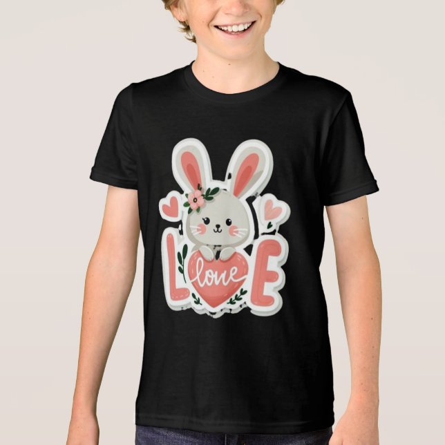 Kanin som håller hjärta t shirt (Framsida)