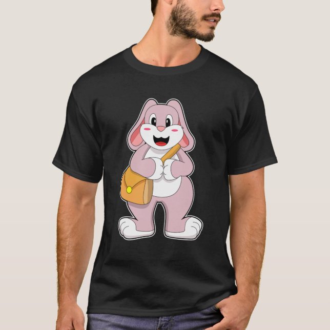 Kanin som Hiker med bag T Shirt (Framsida)