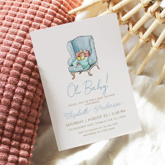 Kanin som läser en bok Storybook Baby Shower Inbjudningar