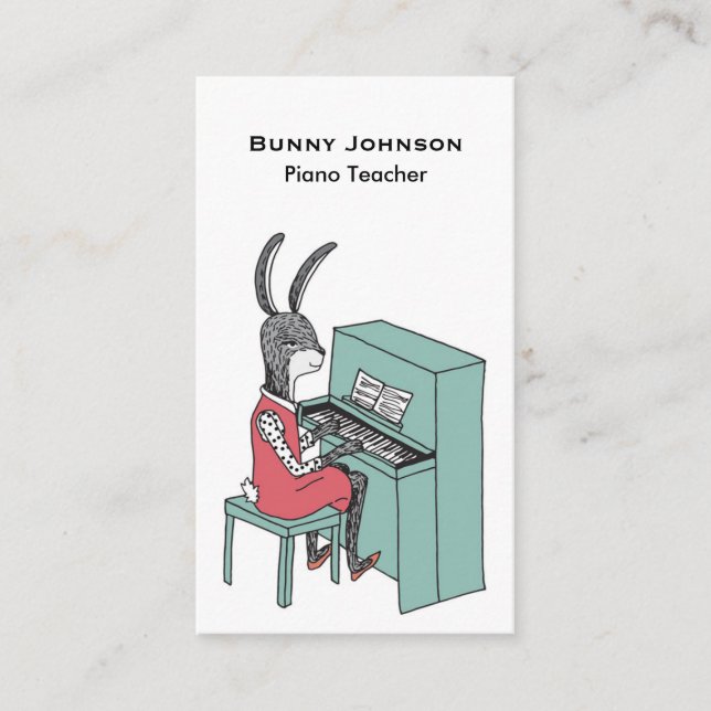 Kanin som leker pianovisitkorten visitkort (Framsida)