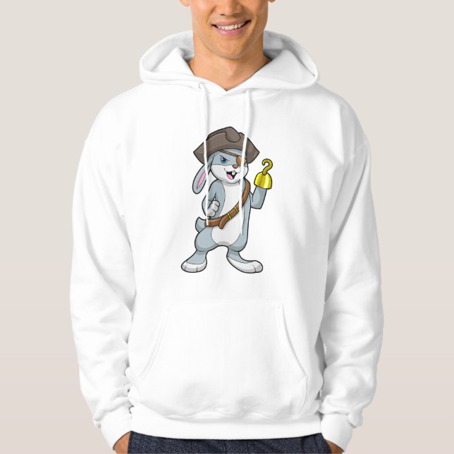 Kanin som Pirat med Krok hand och Pirat hat Hoodie (Framsida)