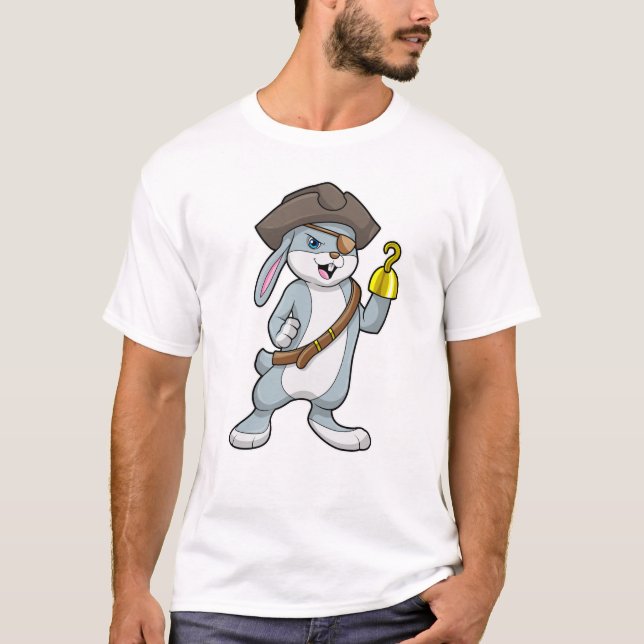 Kanin som Pirat med Krok hand och Pirat hat T Shirt (Framsida)