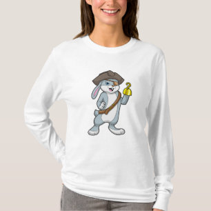 Kanin som Pirat med Krok hand och Pirat hat T Shirt