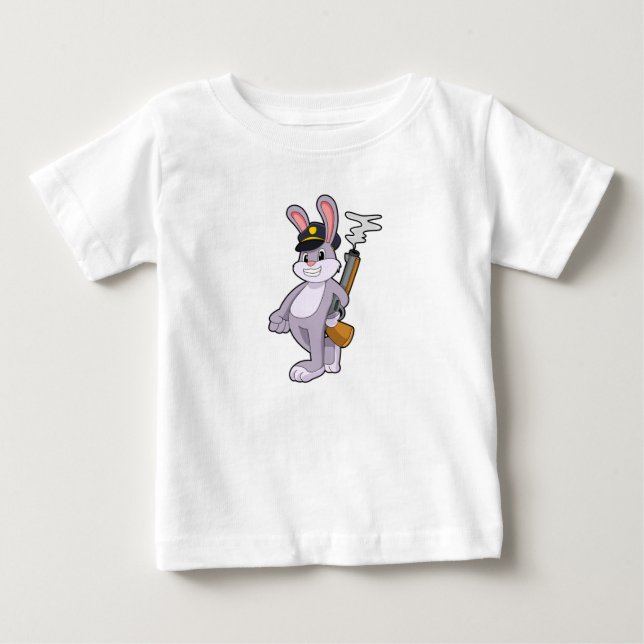 Kanin som polis med polishatt t shirt (Framsida)