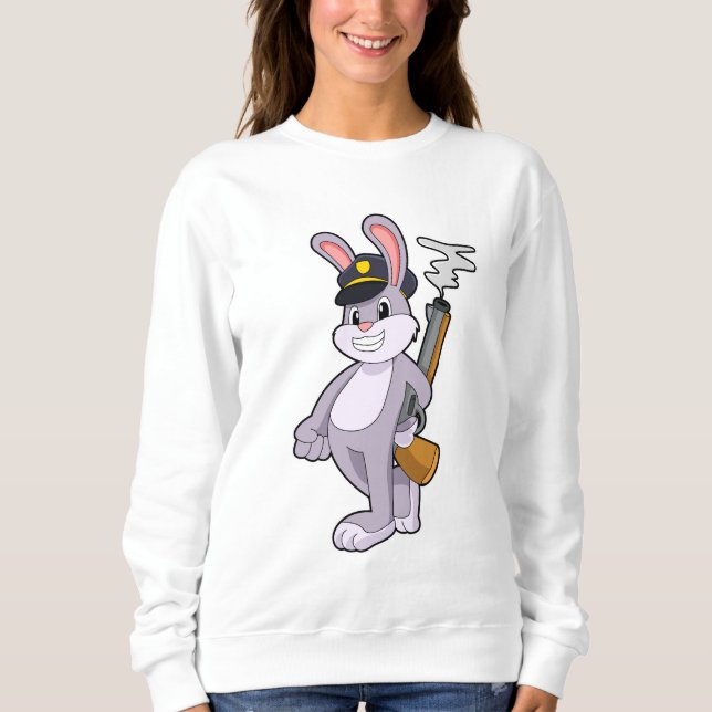 Kanin som polis med polishatt t shirt (Framsida)