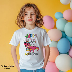 Kanin som rider på T-Rex-dinosaur Glad påsk T Shirt