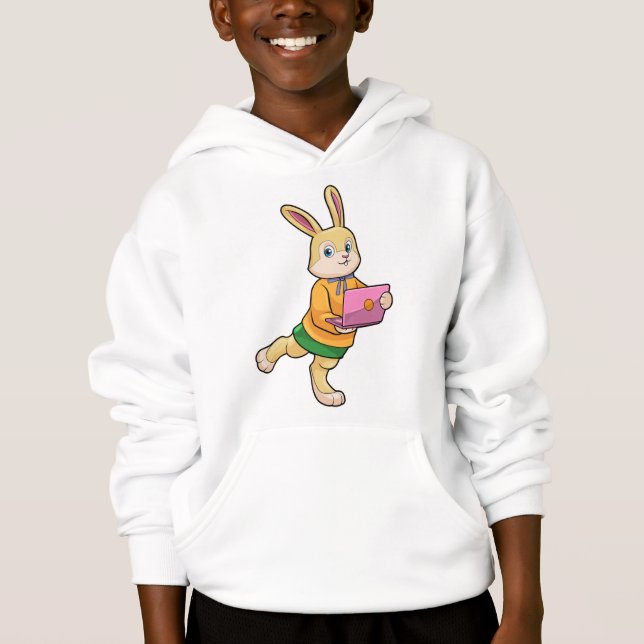 Kanin som sekreterare med bärbar dator t shirt (Framsida)