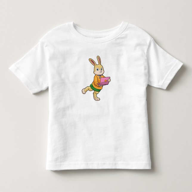Kanin som sekreterare med bärbar dator t shirt (Framsida)