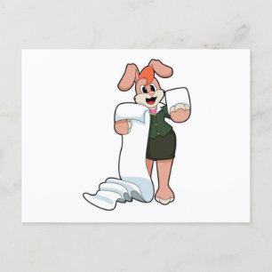 Kanin som sekreterare med papper vykort
