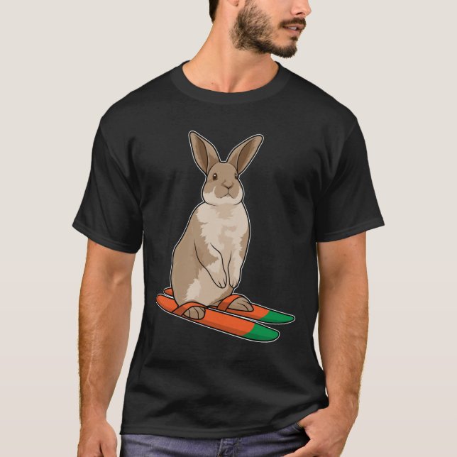 Kanin som Skier med Ski T Shirt (Framsida)