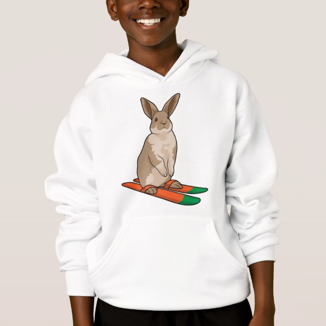 Kanin som Skier med Ski T Shirt (Framsida)