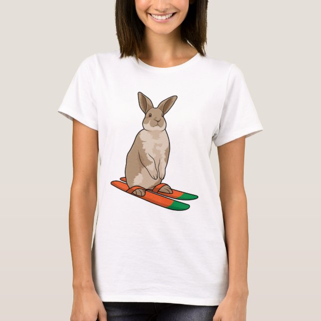 Kanin som Skier med Ski T Shirt (Framsida)