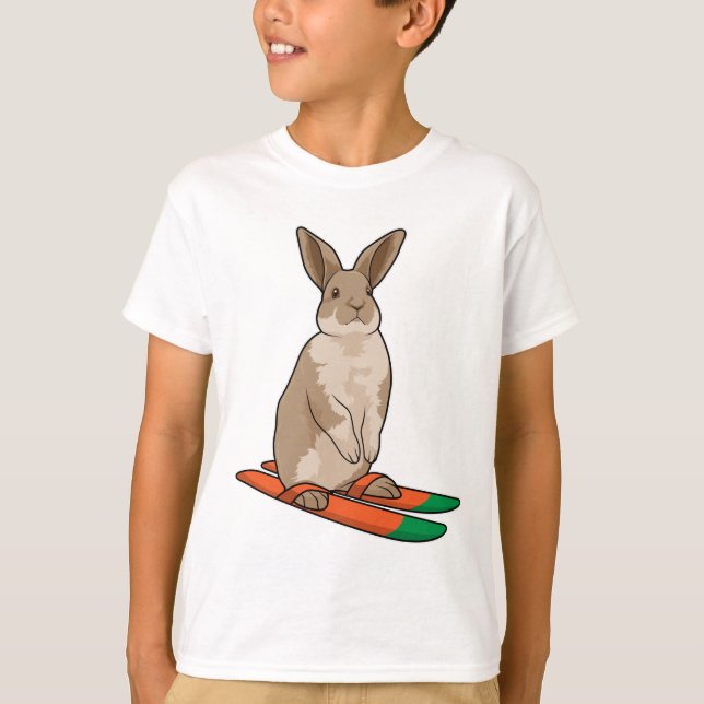 Kanin som Skier med Ski T Shirt (Framsida)