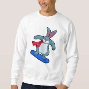 Kanin som Snowboarder med snöpapp och Scarf Lång Ärmad Tröja