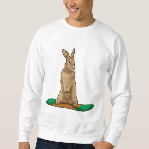 Kanin som Snowboarder med Snowboard Lång Ärmad Tröja