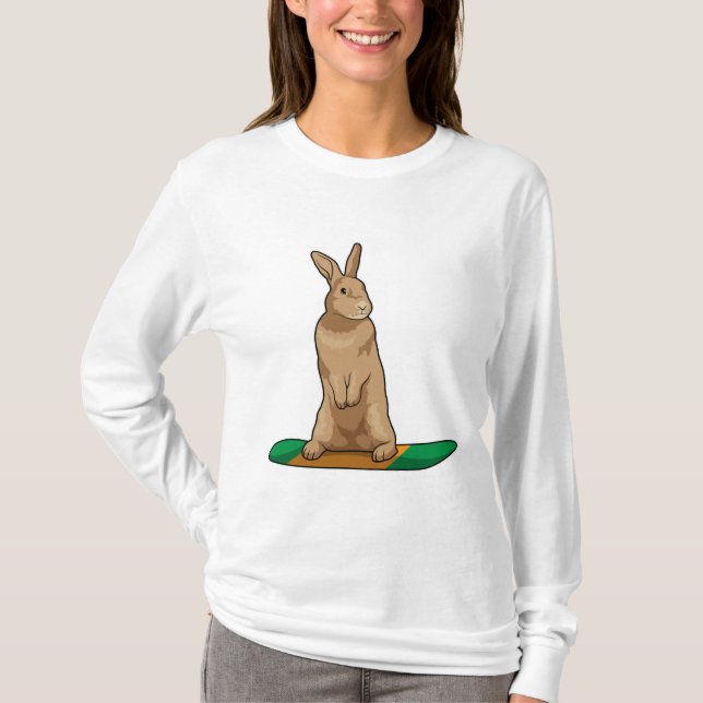 Kanin som Snowboarder med Snowboard T Shirt (Framsida)