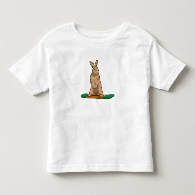 Kanin som Snowboarder med Snowboard T Shirt (Framsida)