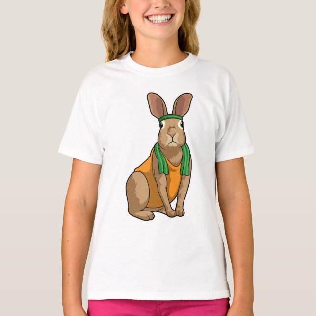 Kanin som Springer med Towel T Shirt (Framsida)
