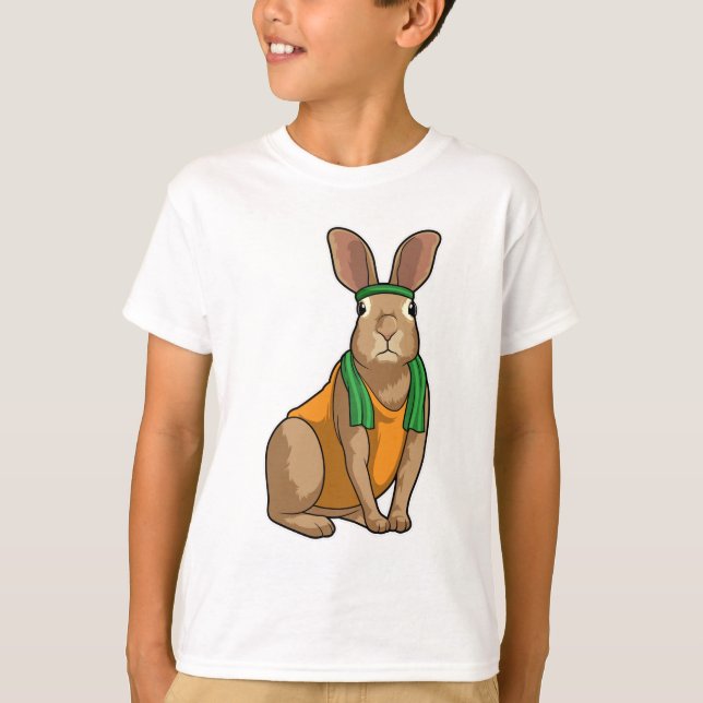 Kanin som Springer med Towel T Shirt (Framsida)
