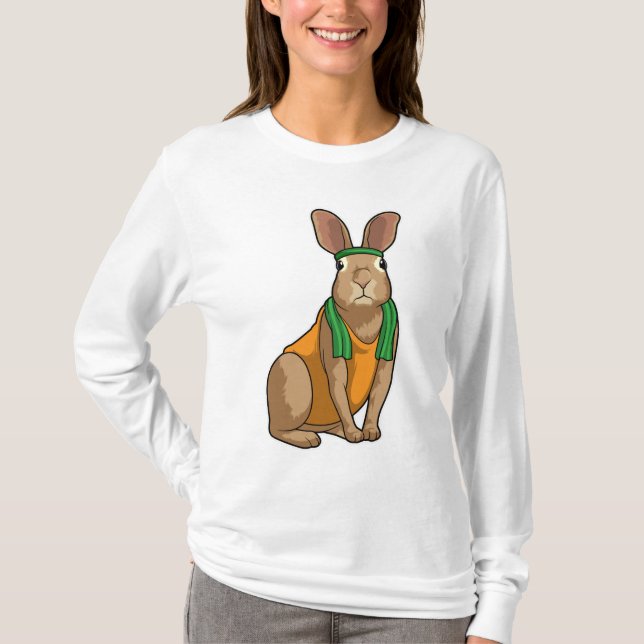 Kanin som Springer med Towel T Shirt (Framsida)