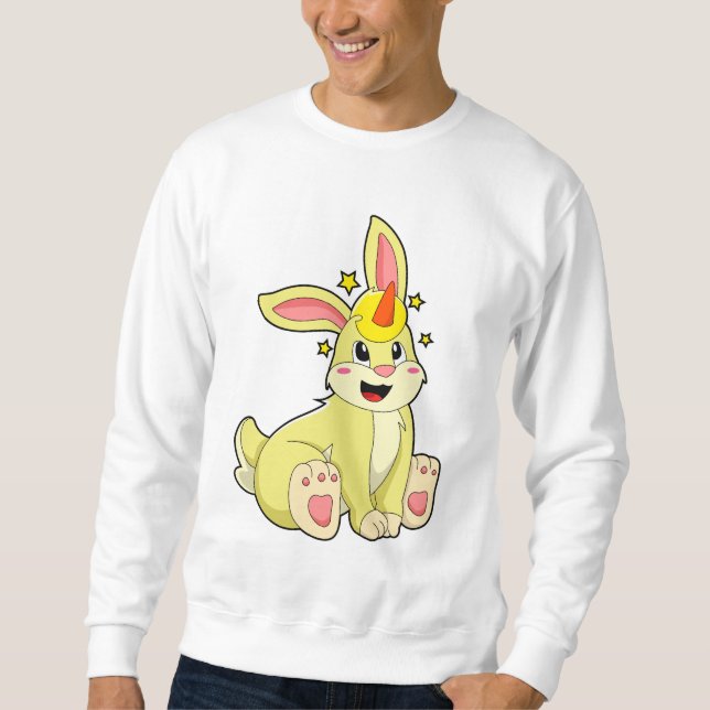 Kanin som Unicorn Lång Ärmad Tröja (Framsida)