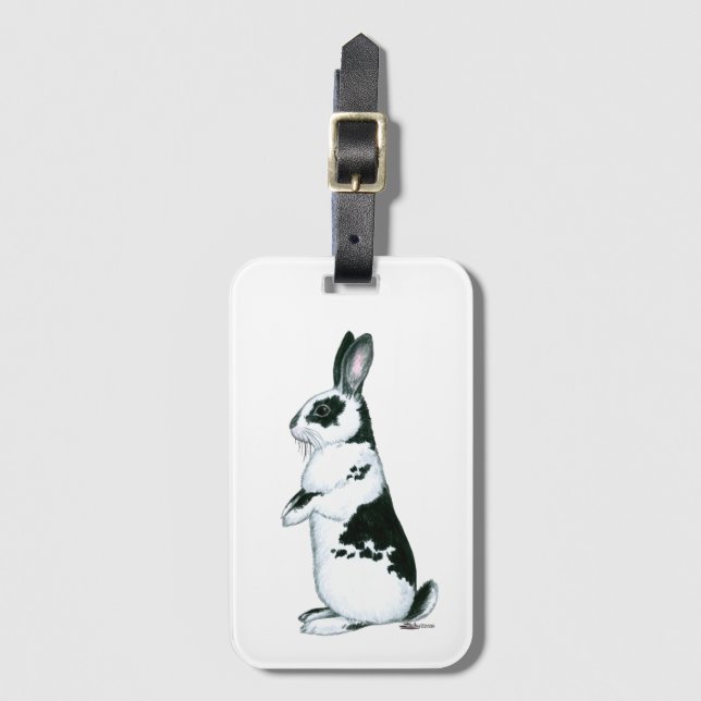 Kanin: Svart och vit Bagagebricka (Framsida vertikal)