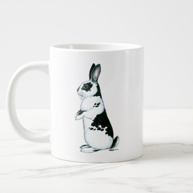 Kanin: Svartvit Jumbo Mugg (Vänster)