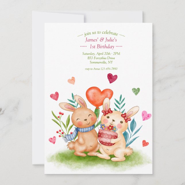 Kanin syskon inbjudningar (Framsida)