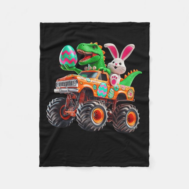 Kanin T-Rex Påsk Monster Truck Dino Rolig Pojkar K Fleecefilt (Framsidan)