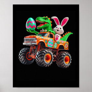 Kanin T-Rex Påsk Monster Truck Dino Rollig Pojkar Poster