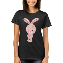 Kanin Tecknad Teckning | Cute Rosa Bunny T-Shirt