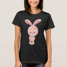 Kanin Tecknad Teckning | Cute Rosa Bunny T-Shirt