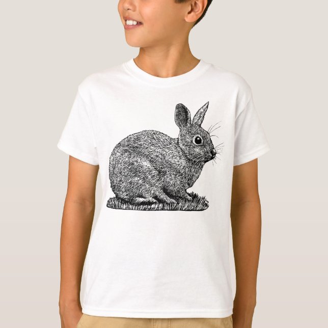 Kanin - Teckning i Penn- och Bläckstil Tee Shirt (Framsida)