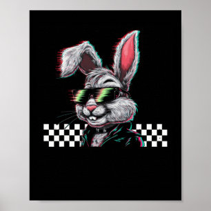 Kanin Trippy Vaporwave Påsk Techno Rave Edm Musik Poster